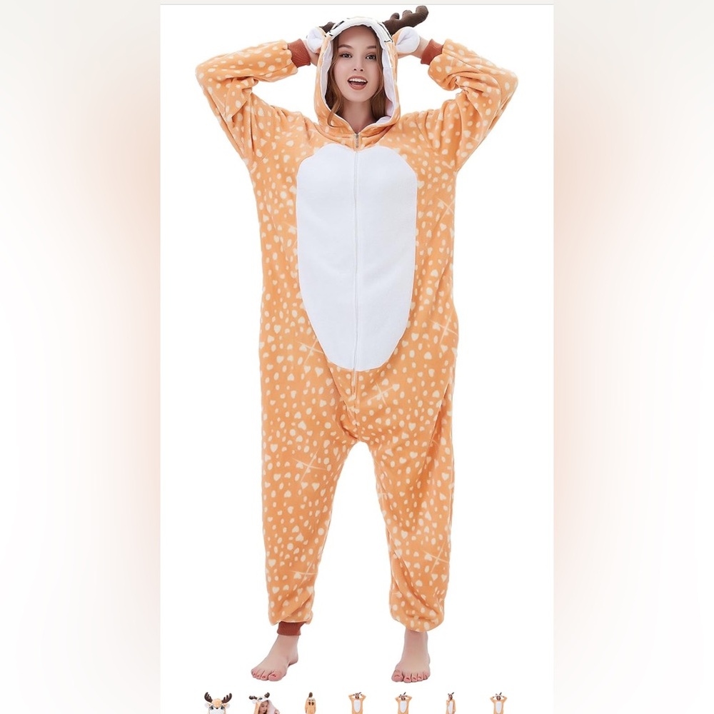 Soft reindeer Onesie with Hood- size small